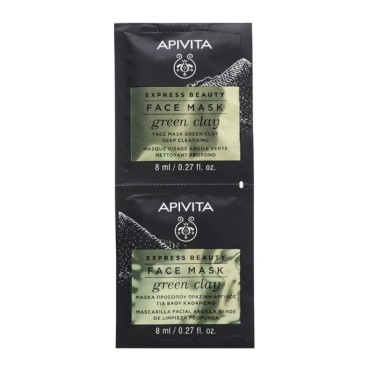 Apivita Express Beauty Μάσκα Για Βαθύ Καθαρισμό Με Πράσινη Άργιλο 2 Χ 8 ml