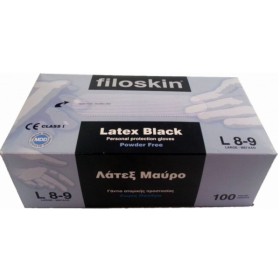 Filoskin Γάντια Latex Χωρίς Πούδρα Large Μαύρα X 100 Τμχ