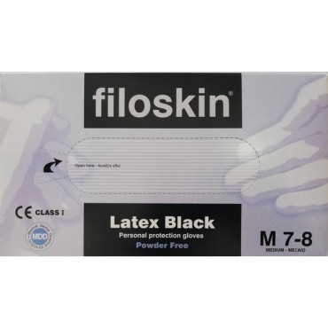 Filoskin Γάντια Latex Χωρίς Πούδρα Medium Μαύρα X 100 Τμχ