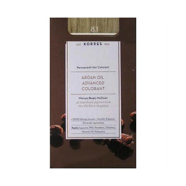 Korres Argan Oil Advanced Colorand 8.1 Βαφή Ξανθό Ανοιχτό Σαντρέ 50 ml