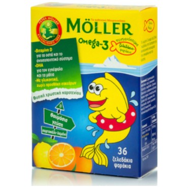 Moller's Omega-3 Ζελεδάκια x 36 Με Γεύση Πορτοκάλι-Λεμόνι