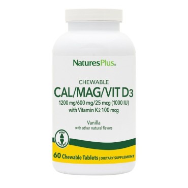 Nature's Plus Cal/Mag/Vit D3/Vit K2 Vanilla X 60 Chew Tabs