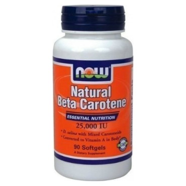 Now Foods Natural Beta Carotene (25000 IU Sea Algae Sourse-Betatene) X 90 Softgels