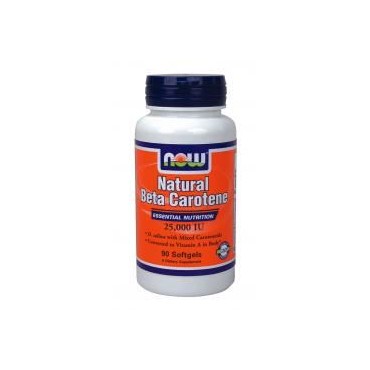 Now Foods Natural Beta Carotene (25000 IU Sea Algae Sourse-Betatene) X 90 Softgels