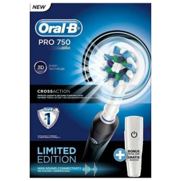 Oral-B Ηλεκτρική Οδοντόβουρτσα Pro 750 Cross Action Black + Travel Case