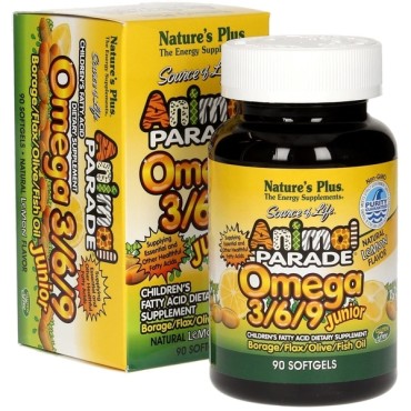 Nature's Plus Animal Parade Omega 3-6-9 Junior Lemon Flavor x 90 Softgels