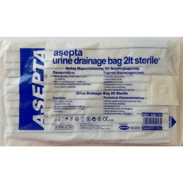 Asepta Ουροσυλλέκτης Κλίνης 2lt Απλός Αποστειρωμένος 1Τμχ