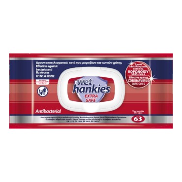 Wet Hankies Extra Safe Antibacterial x 63Τεμ