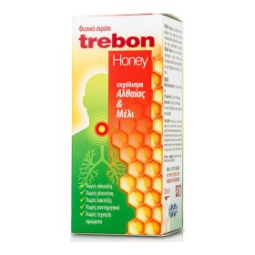 Uni-Pharma Trebon Honey Σιρόπι για τον Ερεθισμένο Λαιμό, τον Ξηρό & Παραγωγικό Βήχα 100ml