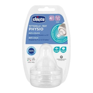 Chicco Physio Θηλή Σιλικόνης 20335.00 Γρήγορη Ροή 4m+ 2τμχ
