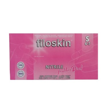 Filoskin Γάντια Νιτριλίου Χωρίς Πούδρα Small Ρόζ x 100 Τμχ