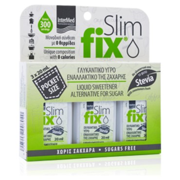 Intermed Slim Fix Γλυκαντικό με  Στέβια Pocket Size 3x20ml