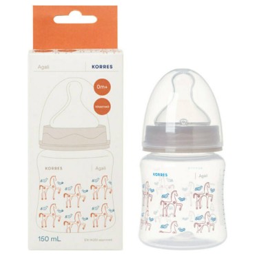 Korres Agali Πλαστικό Μπιμπερό 0m+ με Θηλή Σιλικόνης Αργής Ροής 150ml