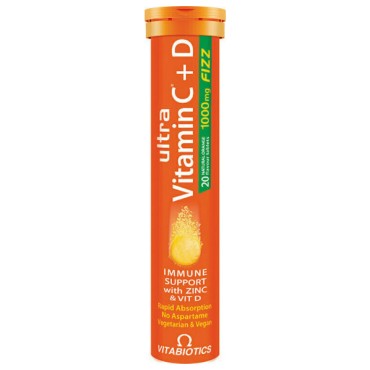 Vitabiotics Ultra Vitamin C+D Πορτοκάλι 20 αναβράζοντα δισκία