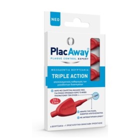 Omega Pharma Plac Away Triple Action Μεσοδόντια Βουρτσάκια 0.5mm Κόκκινο 6τμχ