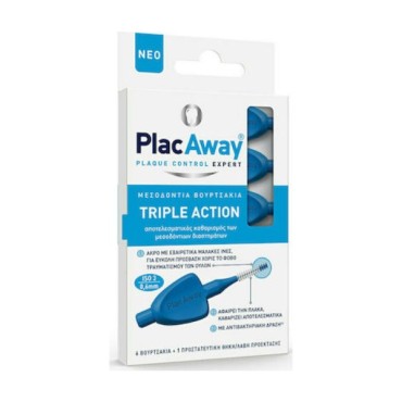 Omega Pharma Plac Away Triple Action Μεσοδόντια Βουρτσάκια 0.6mm Μπλέ 6τμχ