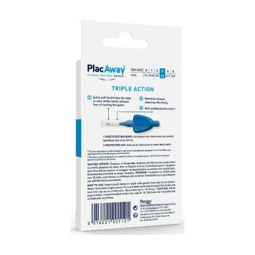 Omega Pharma Plac Away Triple Action Μεσοδόντια Βουρτσάκια 0.6mm Μπλέ 6τμχ