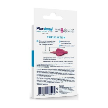 Omega Pharma Plac Away Triple Action Μεσοδόντια Βουρτσάκια 0.7mm Ροζ 6τμχ