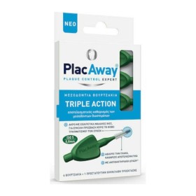 Omega Pharma Plac Away Triple Action Μεσοδόντια Βουρτσάκια 0.7mm Πράσινο 6τμχ