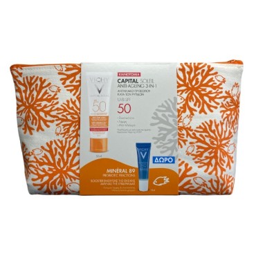 Vichy Promo Capital Soleil Anti-Ageing 3-In-1 Face Sunscreen UVB Spf50 50ml&Δώρο Mineral 89 Probiotic Fractions 10ml & Νεσεσέρ