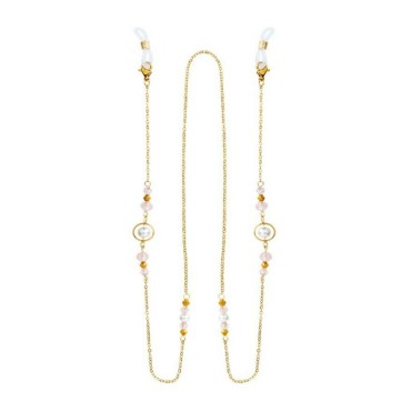 Medisei Dalee Pink Stones Αλυσίδα Γυαλιών σε Χρυσό Xρώμα