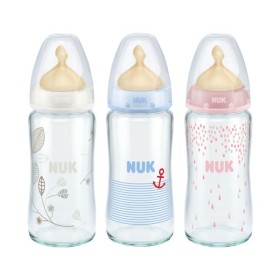 Nuk Μπιμπερό Γυάλινο Θηλή Καουτσούκ 1st Choice 240 ml (10.745.102)