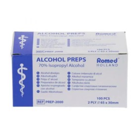 Romed Αντισηπτικά Μαντηλάκια 2ply 70% Alcohol 65 X 30mm 100 Τμχ