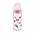 Nuk Classic  Γυάλινο Μπιμπερό Με Θηλή Σιλικόνης 1st Choice 0-6m 240ml