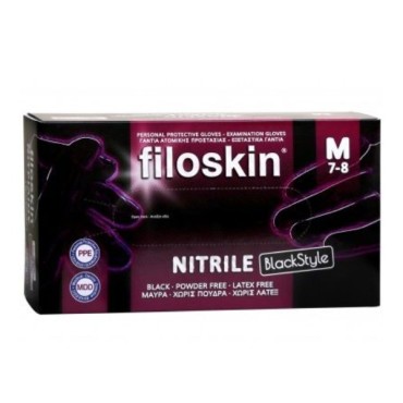 Filoskin Γάντια Νιτριλίου Χωρίς Πούδρα Medium Blackstyle x 100 Τμχ