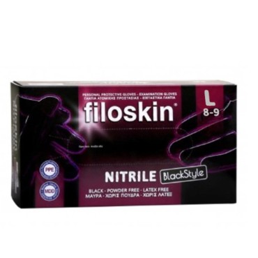 Filoskin Γάντια Νιτριλίου Χωρίς Πούδρα Large Blackstyle x 100 Τμχ