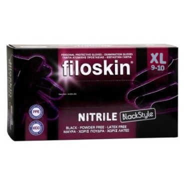 Filoskin Γάντια Νιτριλίου Χωρίς Πούδρα XLarge Blackstyle x 100 Τμχ