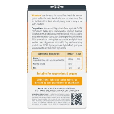 Agan Vitamin C 1000mg With Rose Hips & Zinc x 30 TR Tabs