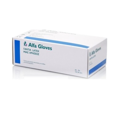 Γάντια Latex Alfa Gloves Medium X 100 Τμχ