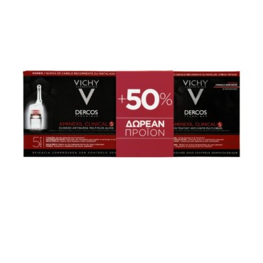 Vichy Dercos Technique Aminexil Clinical 5 Men 21 X 6ml Monodoses & Δώρο 12 X 6ml Monodoses