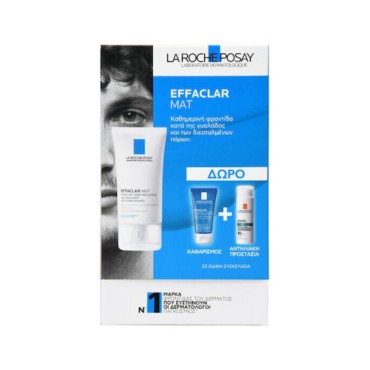 La Roche Posay Promo Effaclar Mat Ενυδατική Κρέμα Προσώπου 40ml, Δώρο Effaclar Gel 50ml & Anthelios Oil Correct Spf50+ 3ml