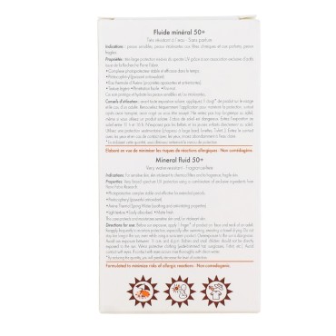 Avene Fluid Mineral Αδιάβροχη Αντηλιακή Κρέμα Προσώπου Spf50+ 40ml