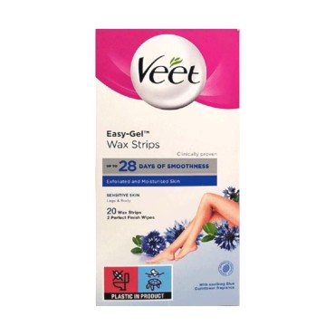 Veet Easy Gel Wax Strips Legs & Body Sensitive Skin X 20 Wax Strips