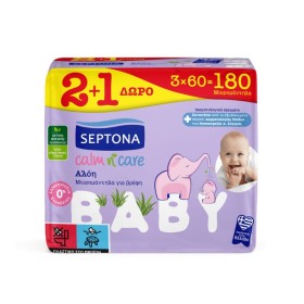 Septona Baby Wipes Calm N' Care Aloe x 60 Τμχ 2+1 Δώρο
