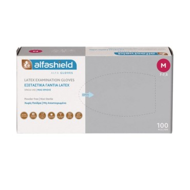 Karabinis Alfashield Γάντια Latex Χωρίς Πούδρα Medium X 100 Τμχ