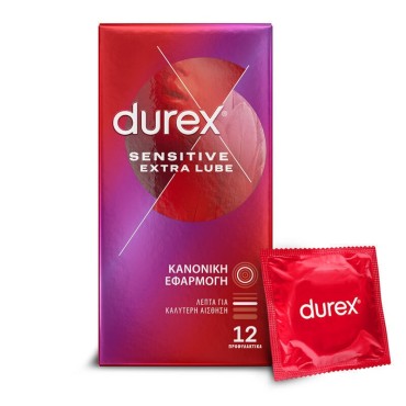 Durex Sensitive Extra Lube Λεπτά 12 Τμχ