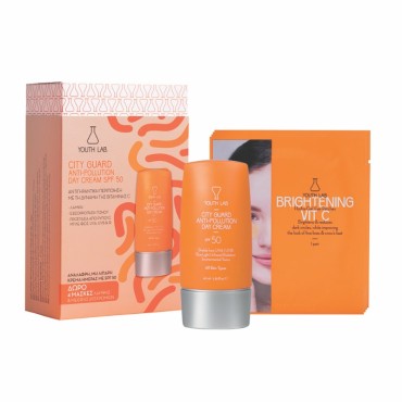 Youth Lab. City Guard Anti-Pollution Day Cream Spf50 40ml & Δωρο Youth Lab. Brightening Boom Mask Vit-C 4 Τεμάχια