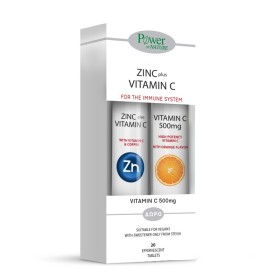 Power Health Zinc + Vitamin C Stevia 20 Efferv Tabs Με Γεύση Λεμόνι + Δώρο Vitamin C 500mg 20 Efferv Tabs Με Γεύση Πορτοκάλι