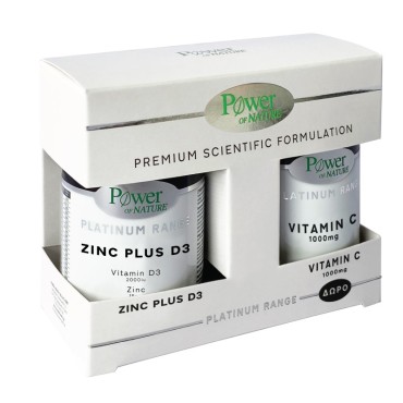 Power Of Nature Platinum Range Zinc Plus D3 15mg 2000IU 30 Tabs & Vitamin C 1000mg 20 Tabs