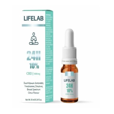 Lifelab 24h Συμπλήρωμα Κάνναβης σε Σταγόνες 1000mg με 10% CBD με Γεύση Citrus 10ml
