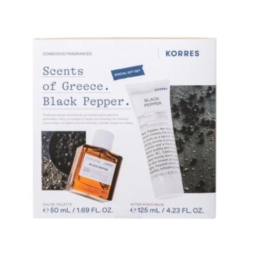 Korres Fragrance Set Black Pepper Eau De Toilette 50ml & Aftershave Balm Black Pepper 125ml