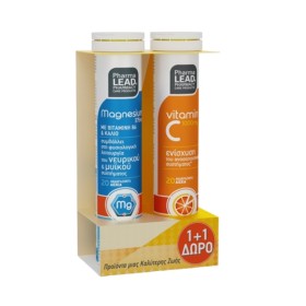 Pharmalead Magnesium 375mg 20 Αναβράζοντα Δισκία & Δώρο Vitamin C 1000mg 20 Αναβράζοντα Δισκία