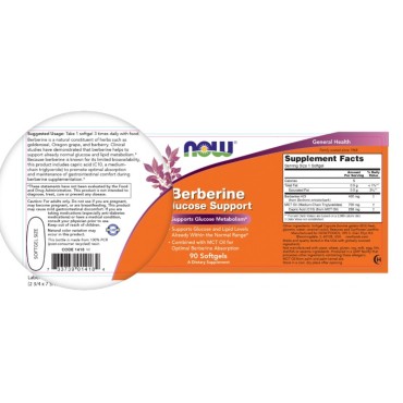 Now Foods Berberine Glucose Support X 90 Softgels