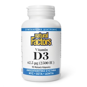 Natural Factors Vitamin D3 62.5μg (2500iu) 90 Μαλακές Κάψουλες