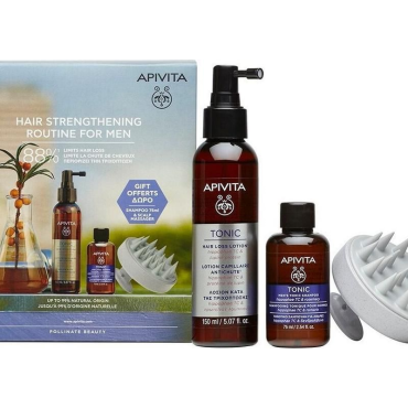 Apivita Promo Hair Strengthening Routine For Men Με Hair Loss Lotion 150ml & Δώρο Mini Tonic Shampoo 75ml & Scalp Brush Massager