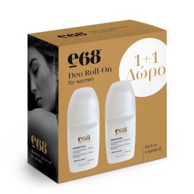 E68 Deo Cream Roll On Woman Sensitive Skin 48h 50ml 1+1 Δώρο